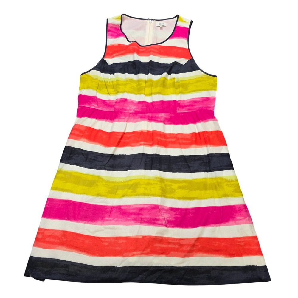 Crown & Ivy Womens Pink Watercolor Stripe Sleeveless Cotton Pocket Dress Size 16